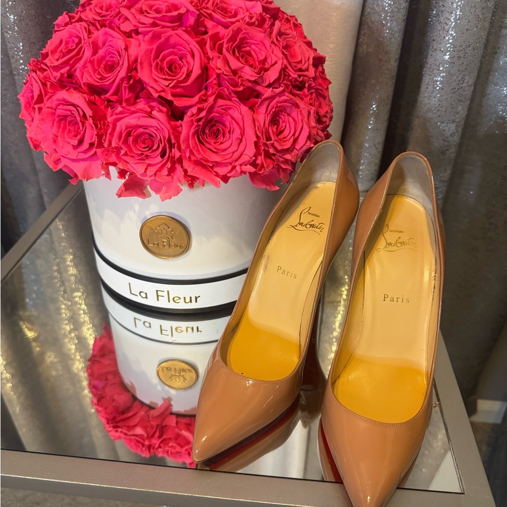 Christian Louboutin Tan Patent Leather Heels